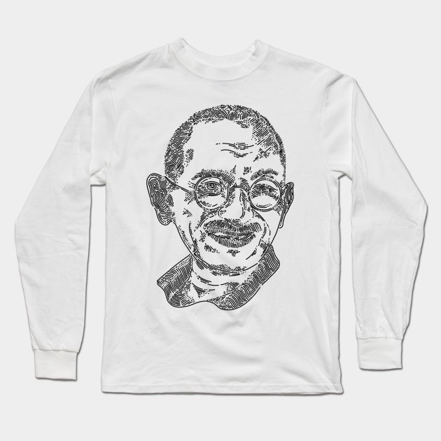 Mahatma Gandi Line Art Long Sleeve T-Shirt by Merchsides